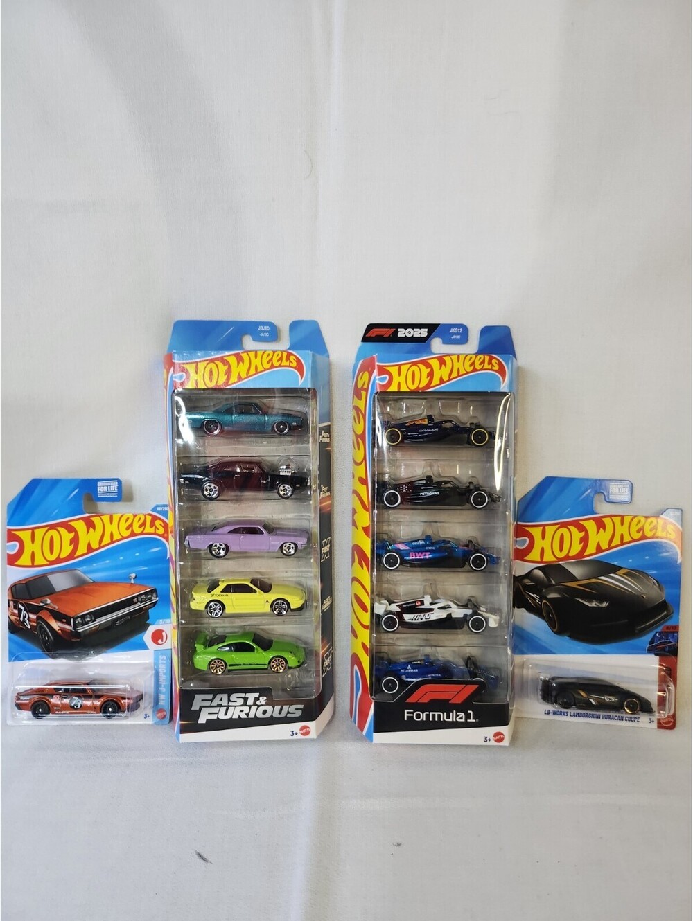Hot Wheels Formula 1 & Fast & Furious Diecast 1:64 5-Car Collection Set